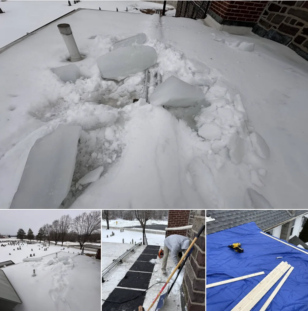 Safe ice removal and roof repair by leading Roofing Contractor Bismarck ND