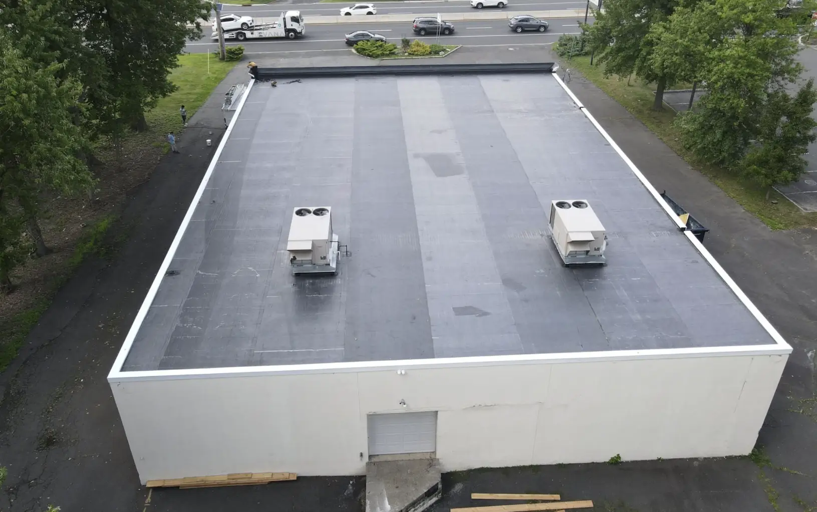 Commercial flat membrane roofing work in Bismarck, North Dakota